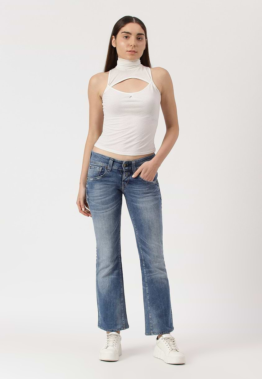 UnExcess Pledge | Mid Indigo Low Rise Regular Bootcut Jeans