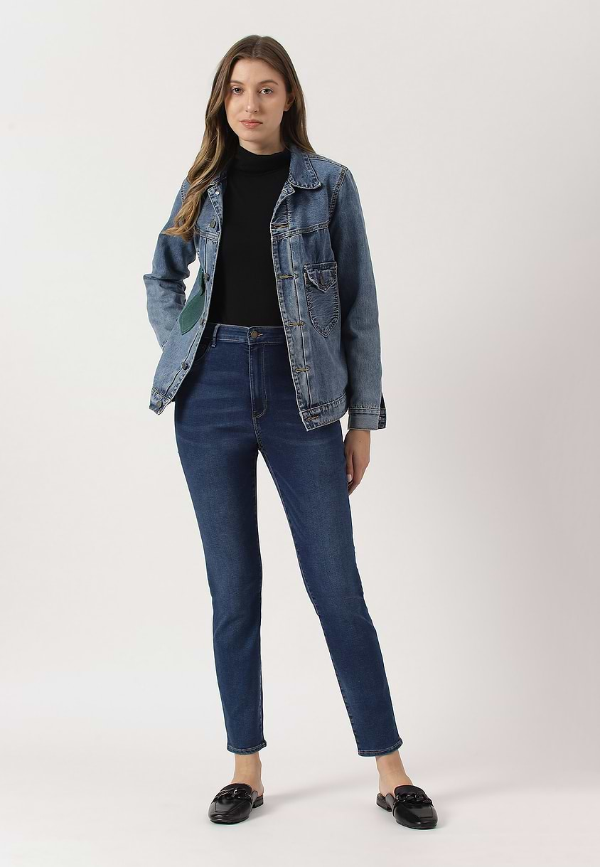 UnExcess Pledge | Mid Indigo High Rise Cropped Skinny Jeans