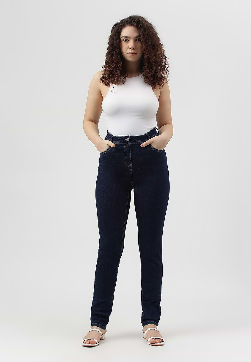 UnWaste Pledge | Dark Indigo High Rise Regular Skinny Jeans