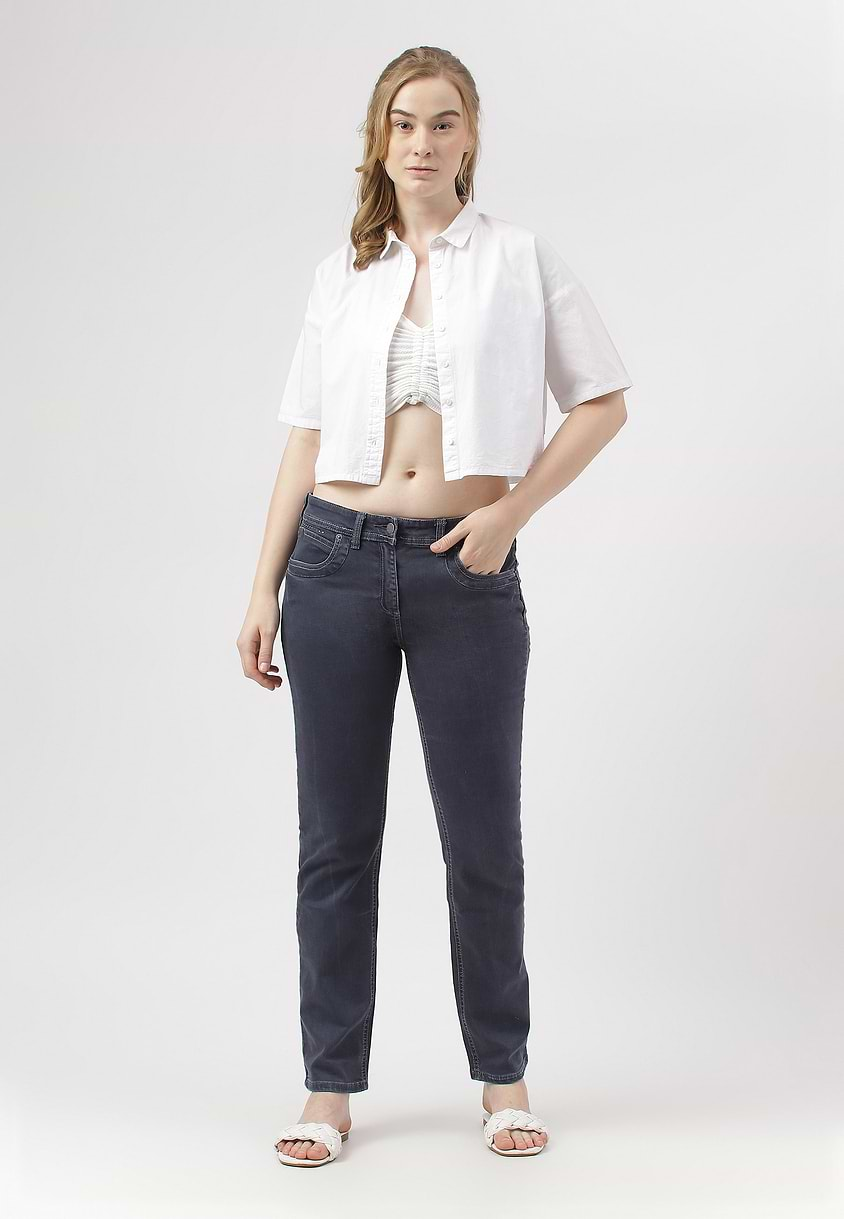 UnWaste Pledge | Grey Mid Rise Regular Slim Jeans