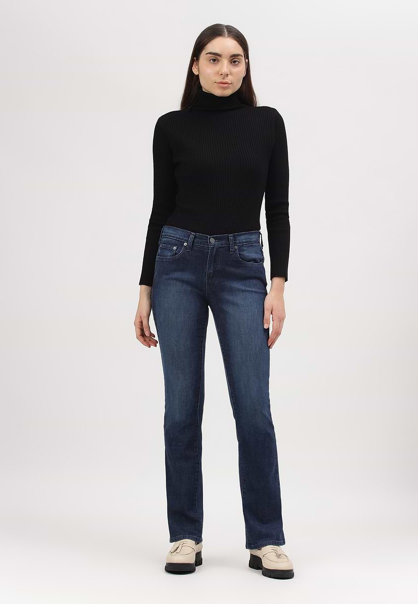 UnWaste Pledge | Dark Indigo Mid Rise Regular Bootcut Jeans