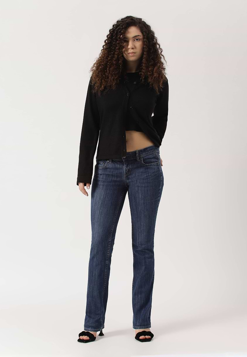 UnWaste Pledge | Dark Indigo Low Rise Long Straight Jeans