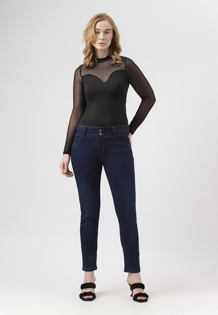 UnWaste Pledge | Dark Indigo Mid Rise Cropped Skinny Jeans