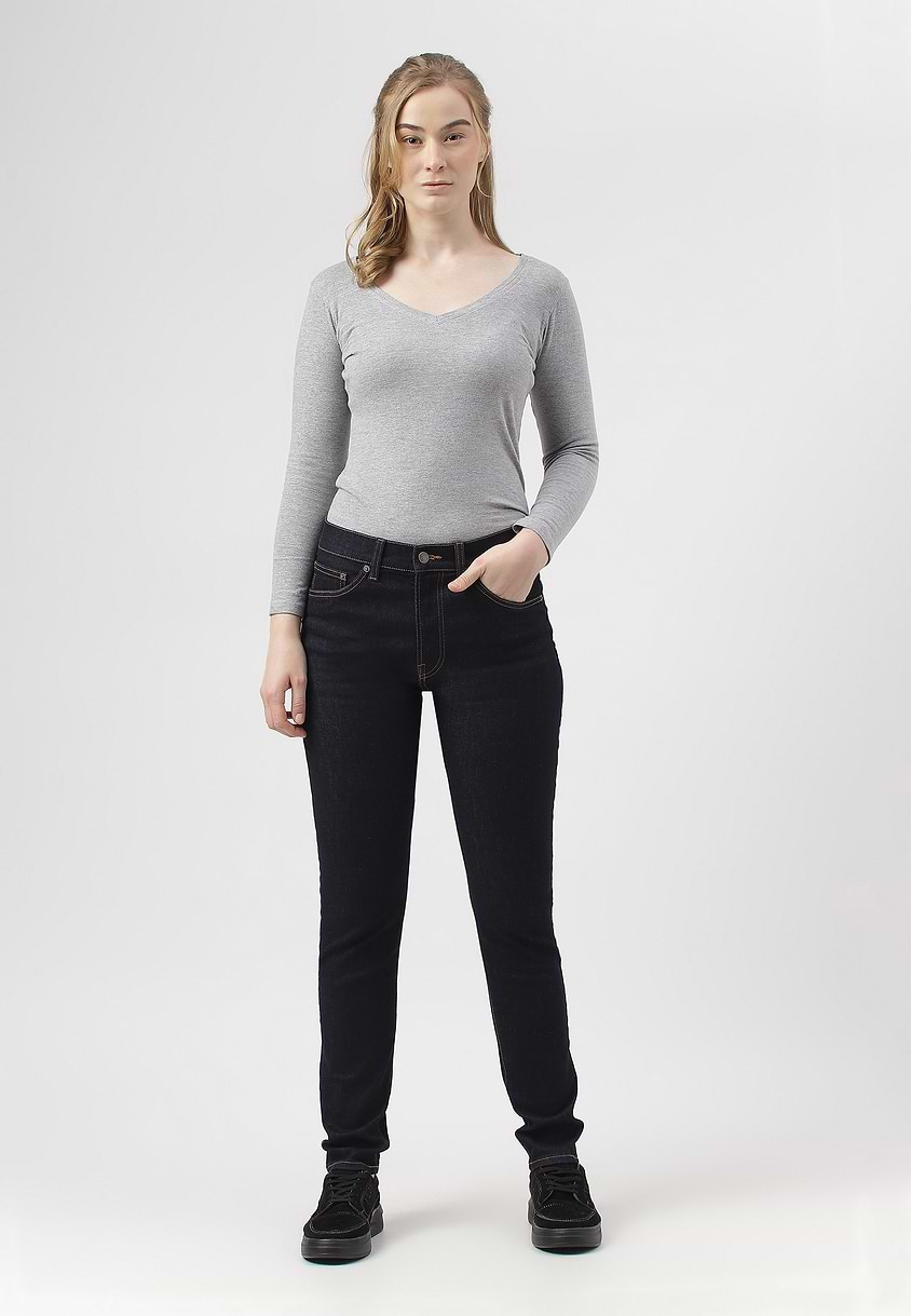 UnWaste Pledge | Dark Indigo High Rise Regular Skinny Jeans