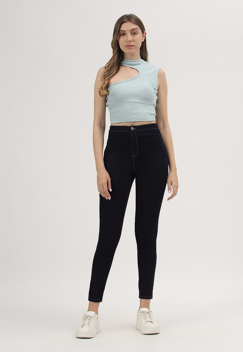 UnWaste Pledge | Dark Indigo High Rise Cropped Skinny Jeans