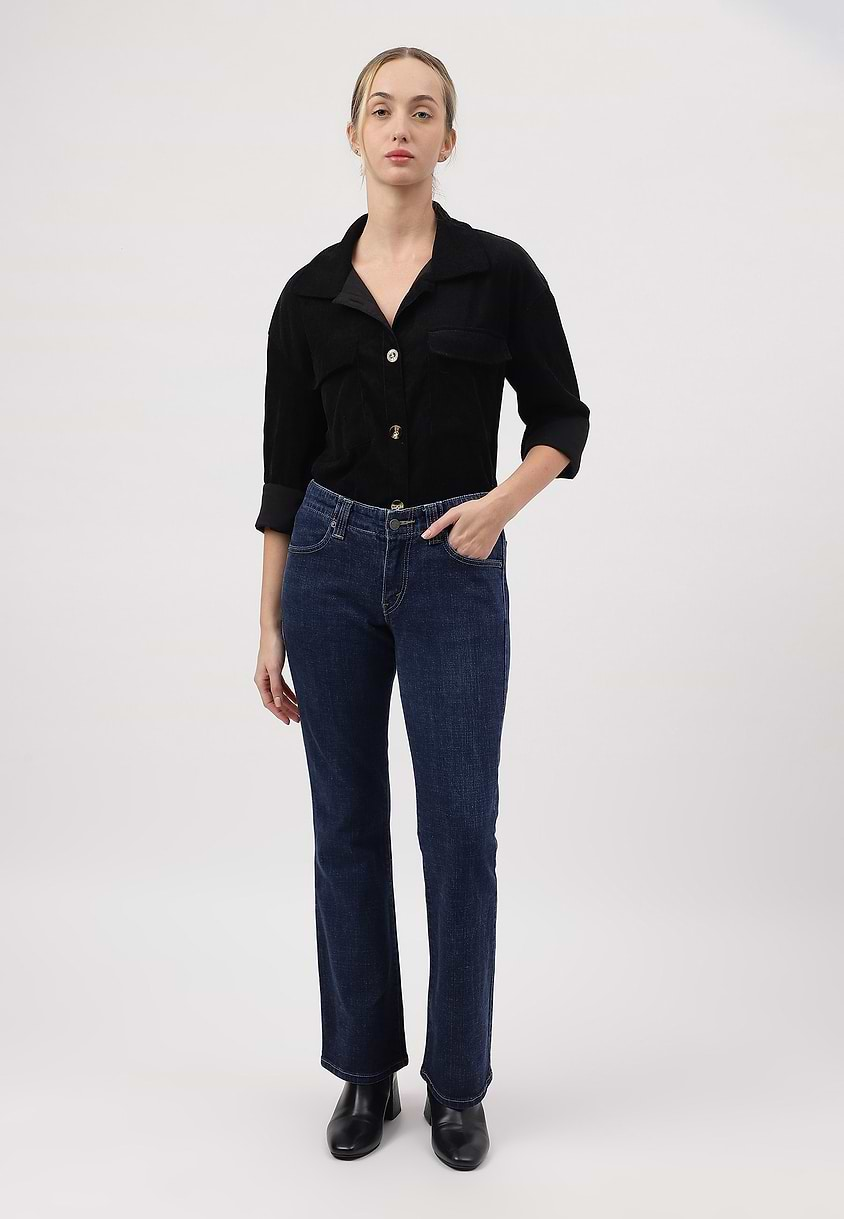 UnWaste Pledge | Dark Indigo Mid Rise Regular Bootcut Jeans