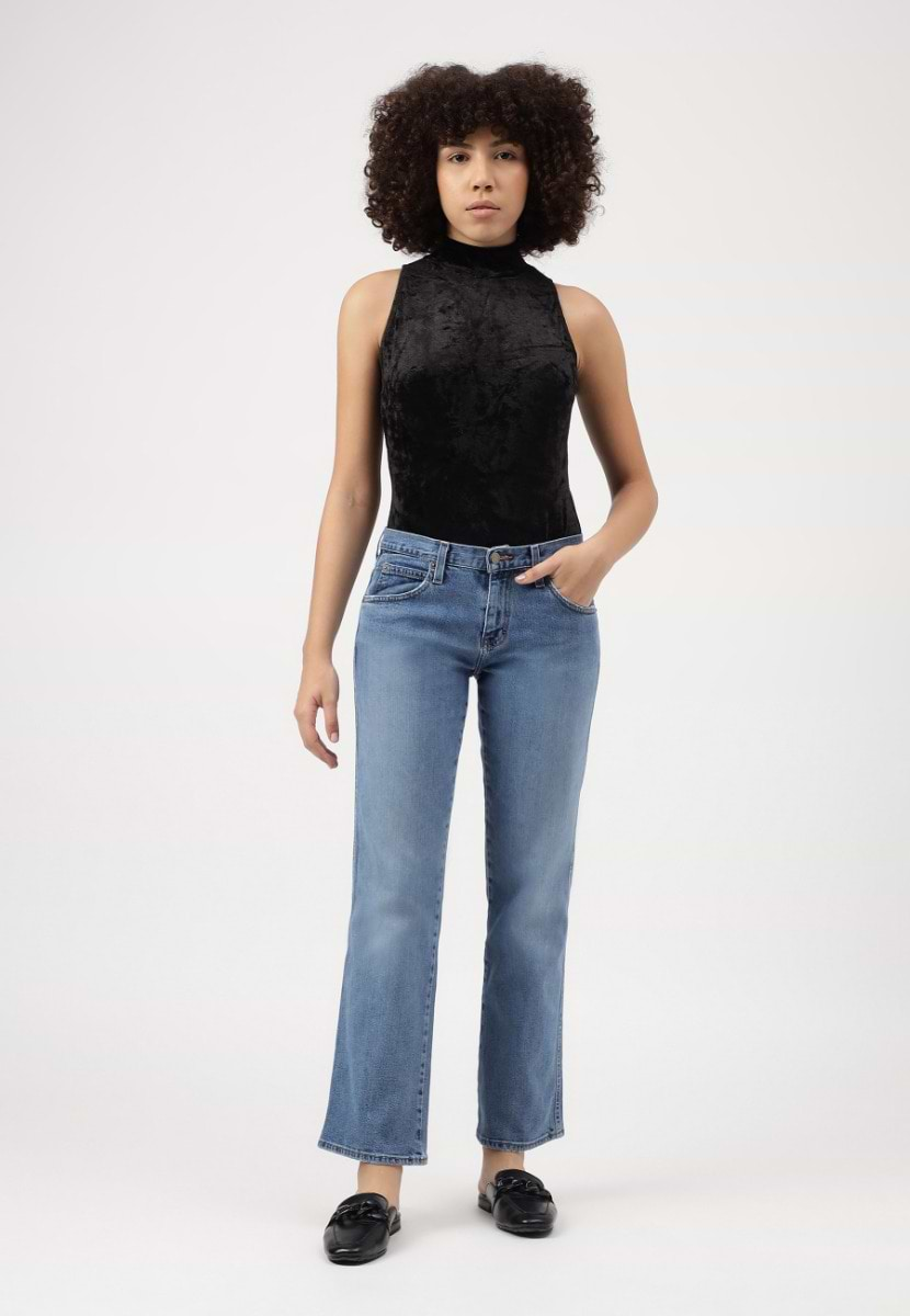 UnExcess Pledge | Mid Indigo Low Rise Cropped Straight Jeans