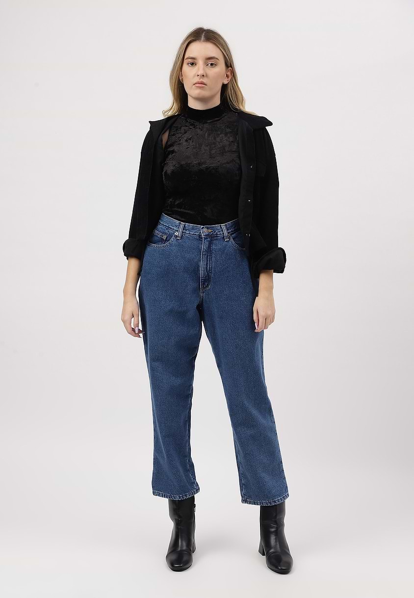 UnWaste Pledge | Dark Indigo High Rise Cropped Baggy Jeans