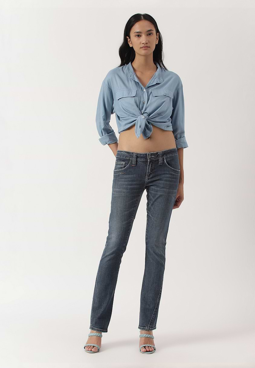 UnWaste Pledge | Dark Indigo Low Rise Long Straight Jeans