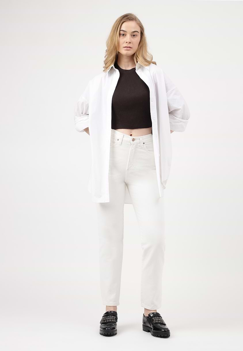 UnExcess Pledge | White High Rise Cropped Slim Jeans