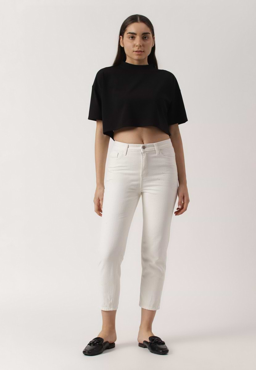 UnExcess Pledge | White High Rise Cropped Slim Jeans