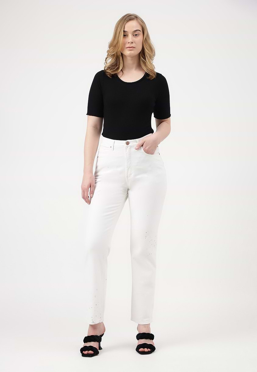 UnExcess Pledge | White High Rise Cropped Straight Jeans