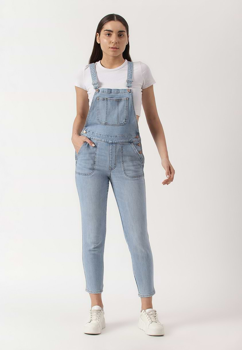 UnExcess Pledge | Mid Indigo Cropped Slim Dungaree