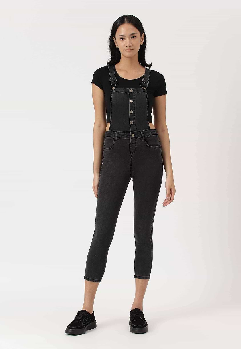 UnExcess Pledge | Black Cropped Slim Dungaree