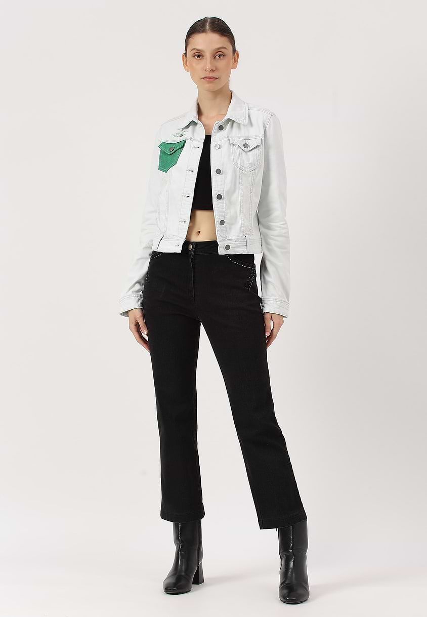 UnCrave Pledge | White Cropped Trucker Jacket