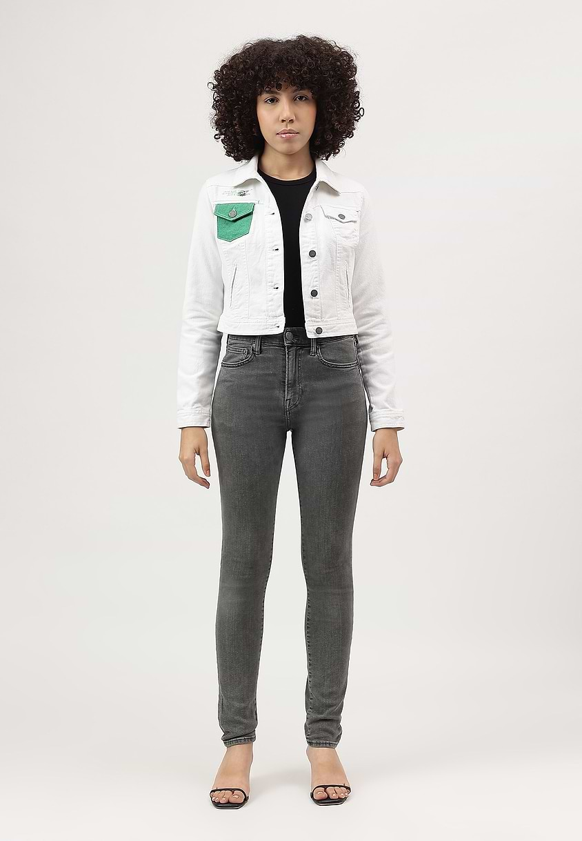 UnCrave Pledge | White Cropped Trucker Jacket