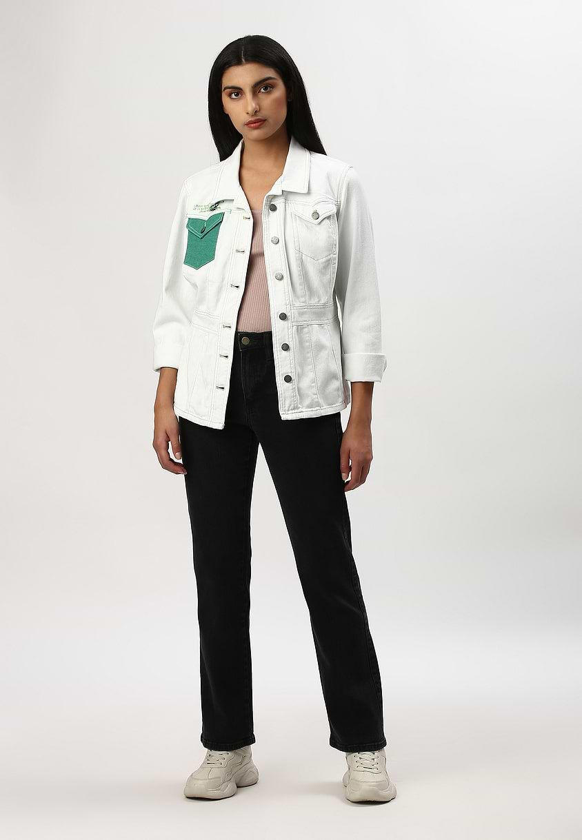 UnCrave Pledge | White Regular Trucker Jacket