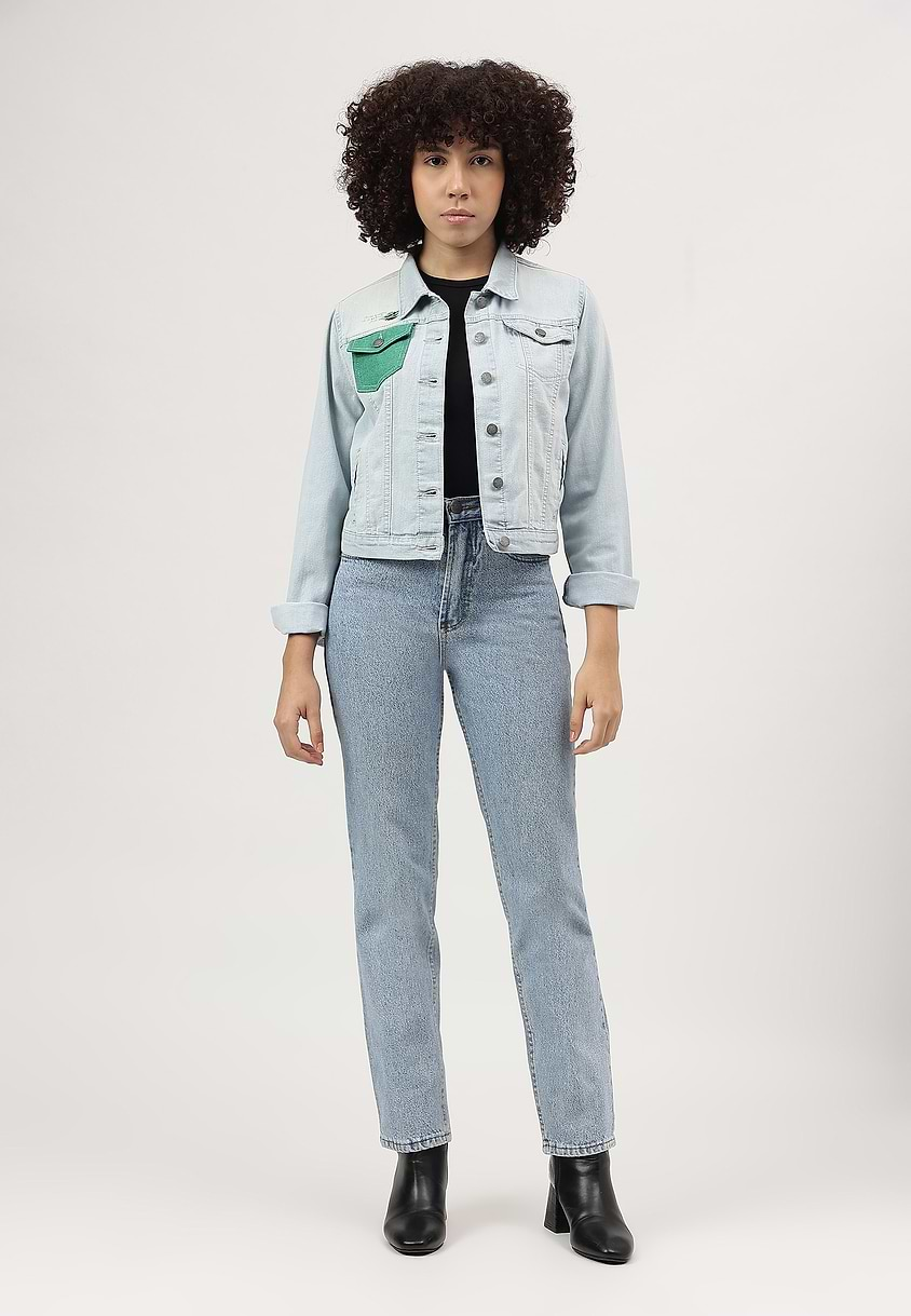 UnCrave Pledge | Light Indigo Cropped Trucker Jacket