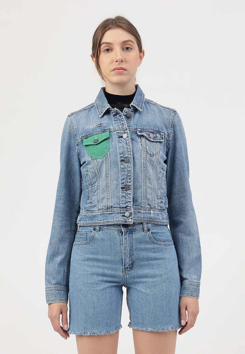 UnCrave Pledge | Mid Indigo Cropped Trucker Jacket