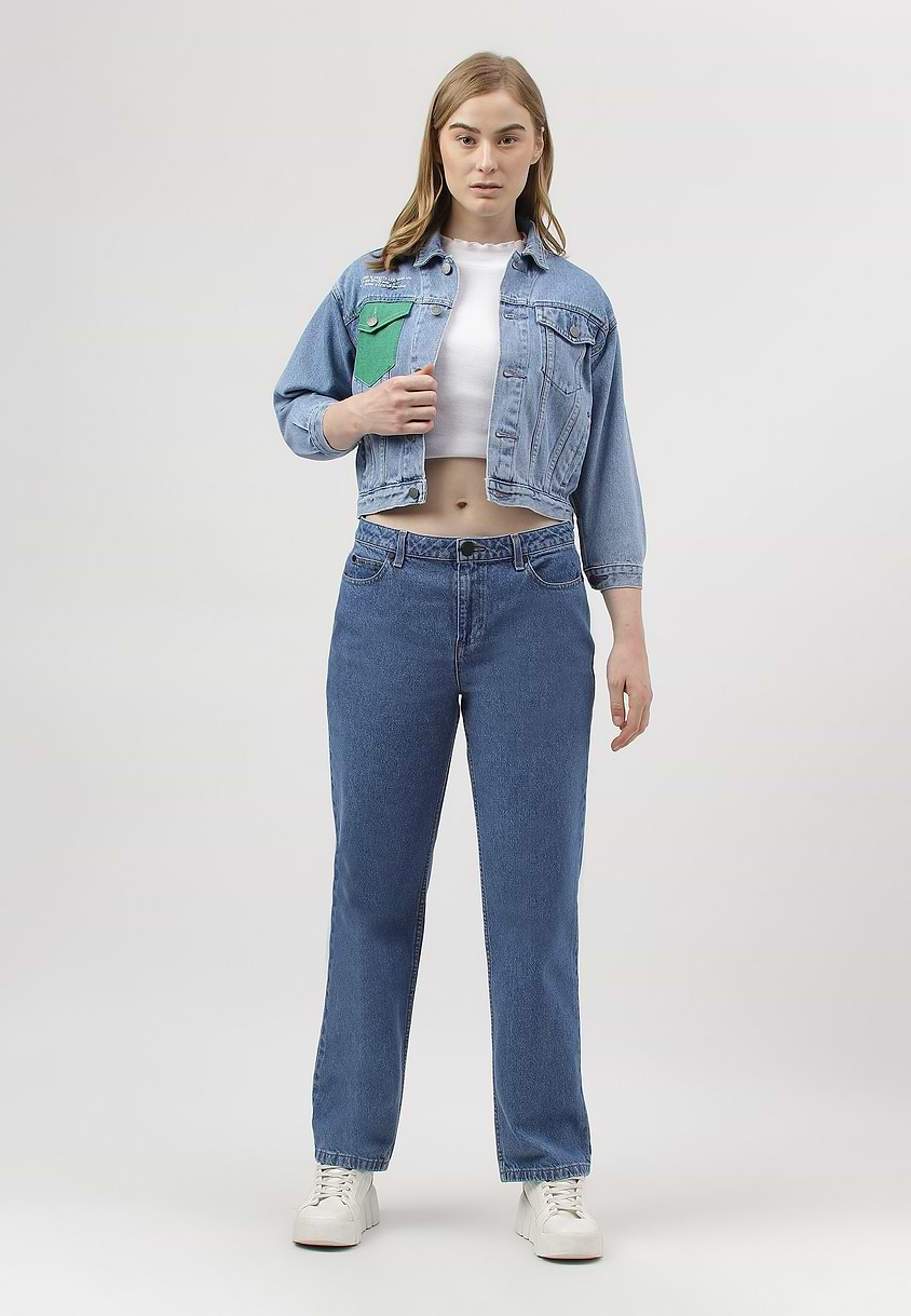 UnCrave Pledge | Mid Indigo Cropped Trucker Jacket