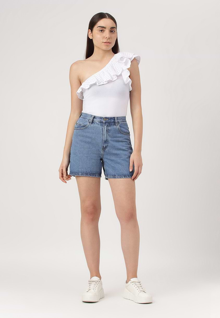 UnExcess Pledge | Mid Indigo High Rise Mom Fit Shorts