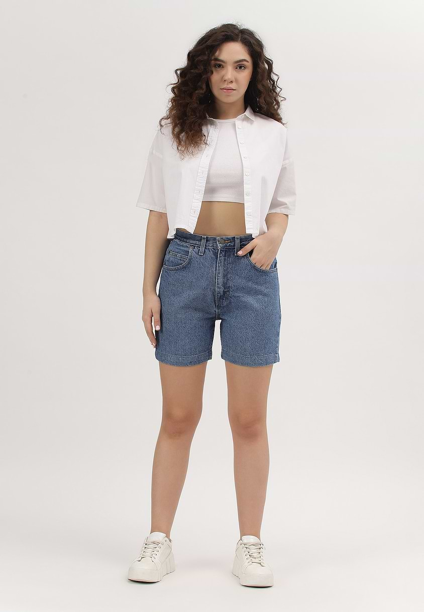 UnExcess Pledge | Mid Indigo High Rise Straight Shorts