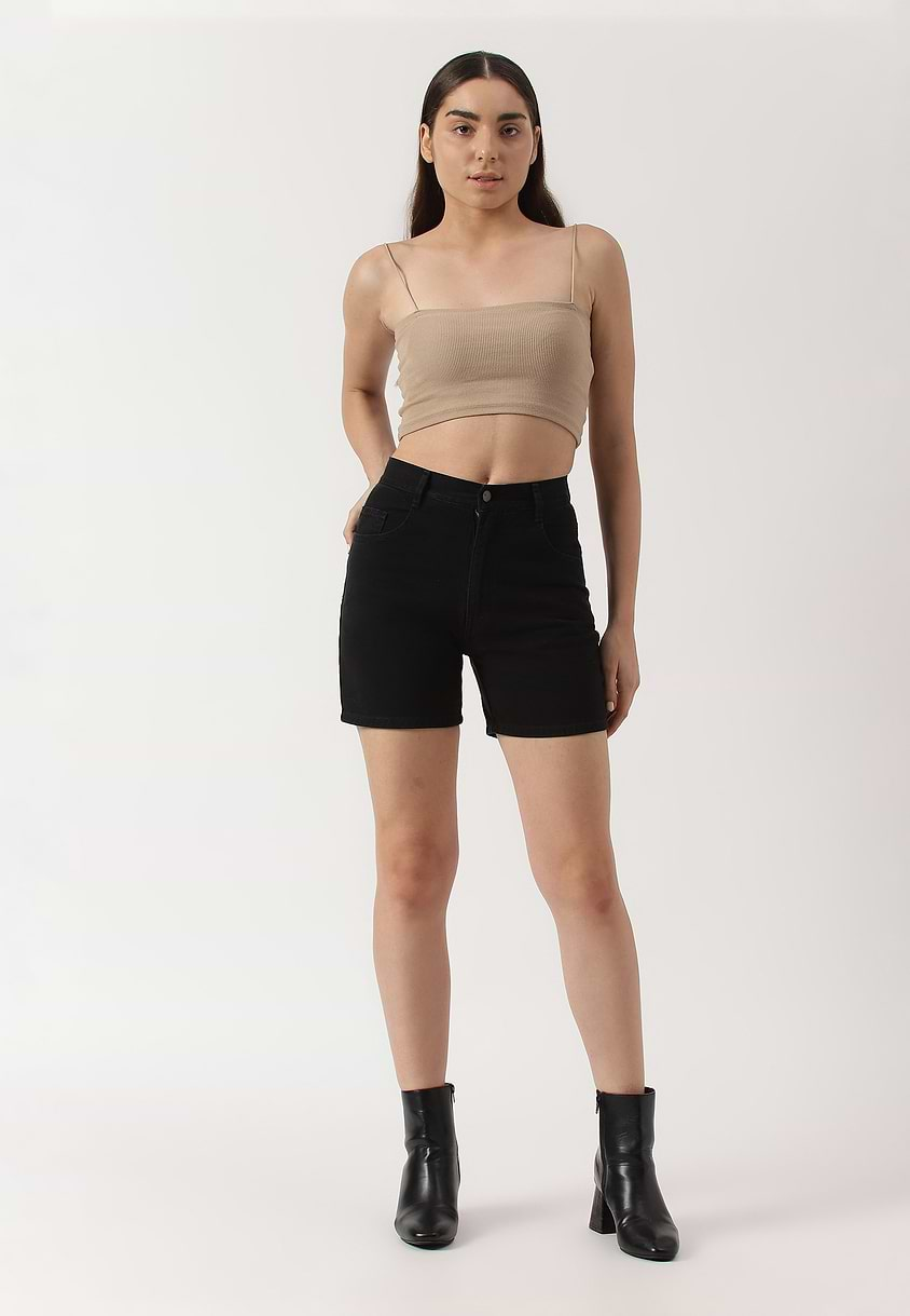 UnExcess Pledge | Black High Rise Straight Shorts