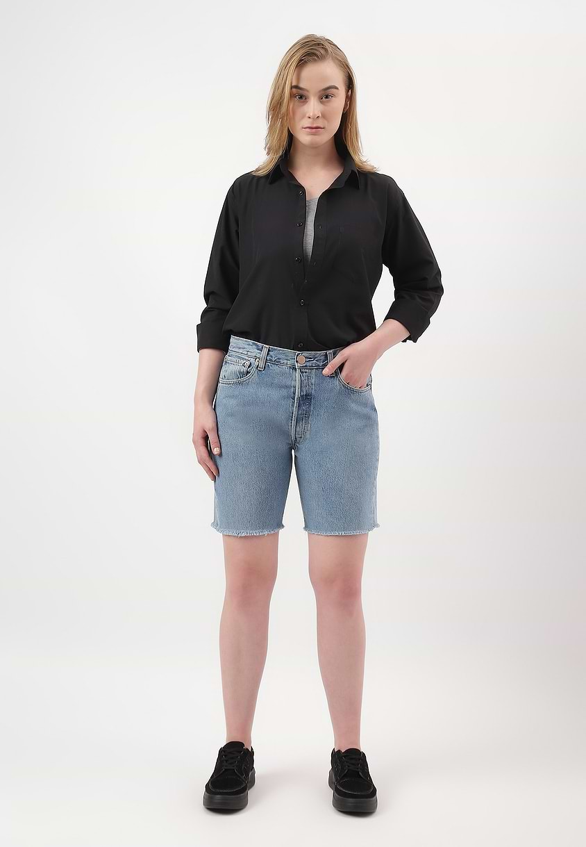 UnExcess Pledge | Light Indigo High Rise Bermuda Shorts