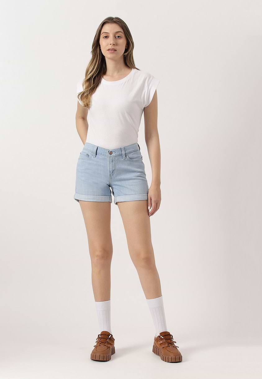 UnExcess Pledge | Light Indigo Low Rise Straight Shorts