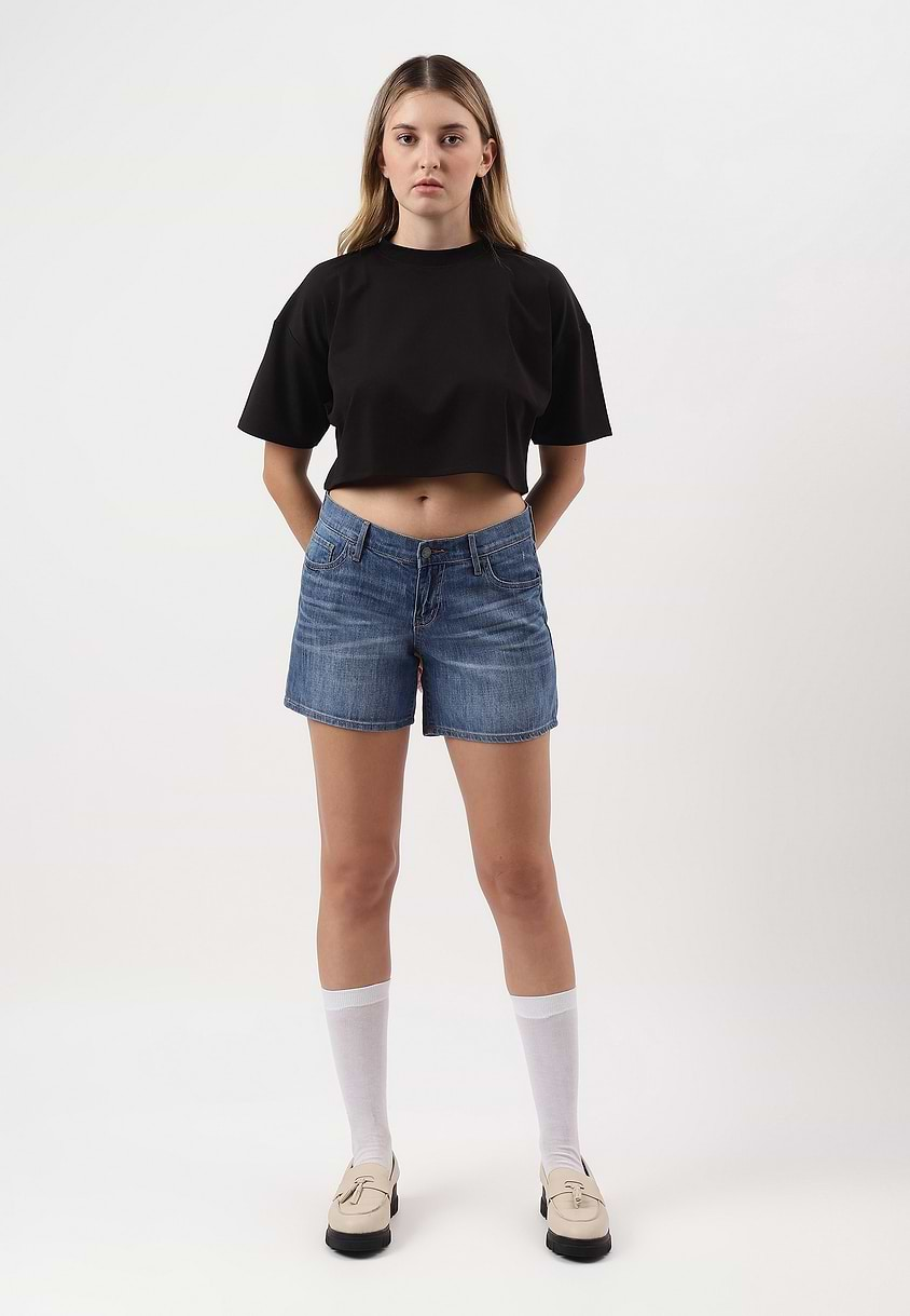 UnWaste Pledge | Dark Indigo Low Rise Straight Shorts