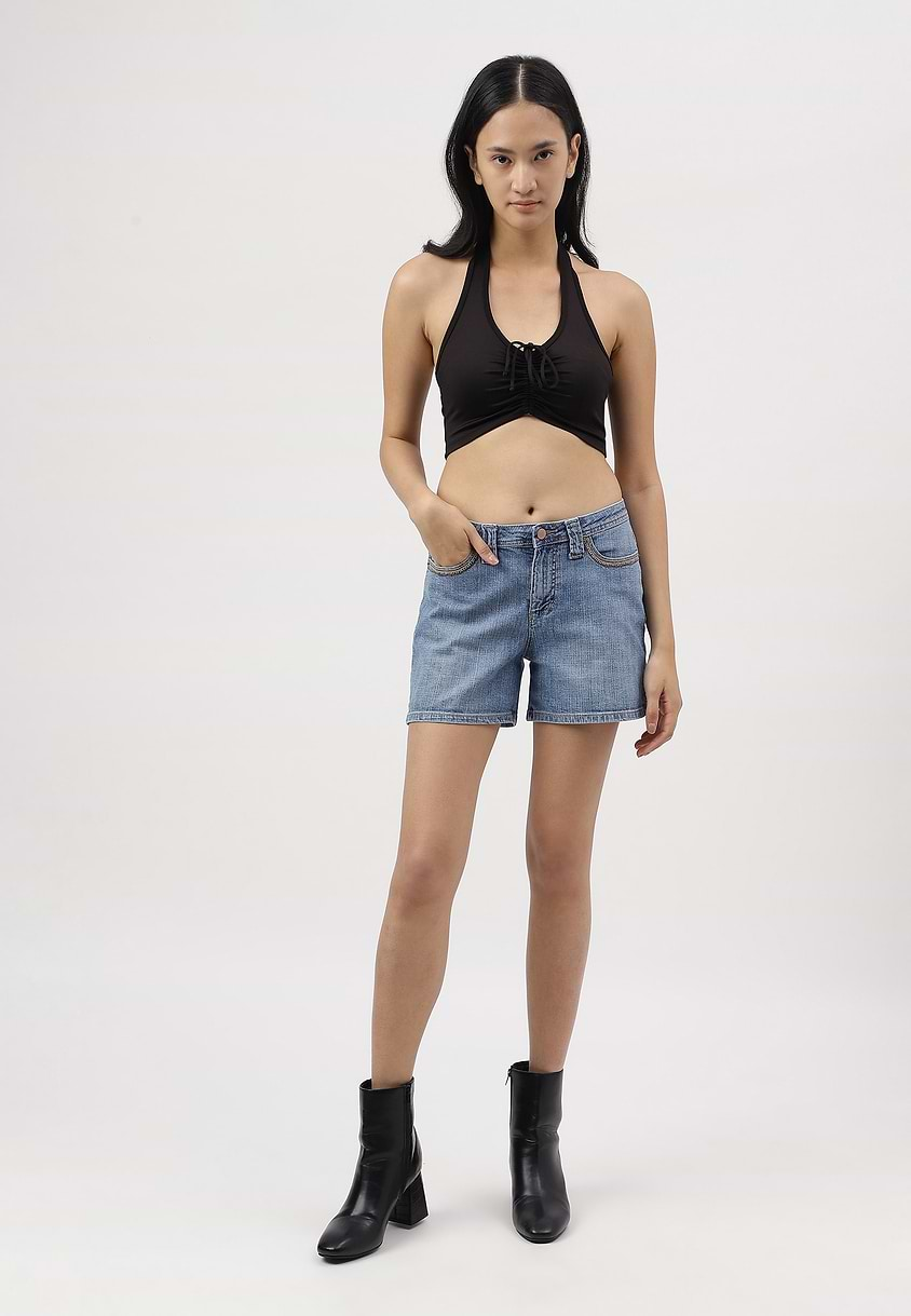 UnExcess Pledge | Mid Indigo Mid Rise Straight Shorts