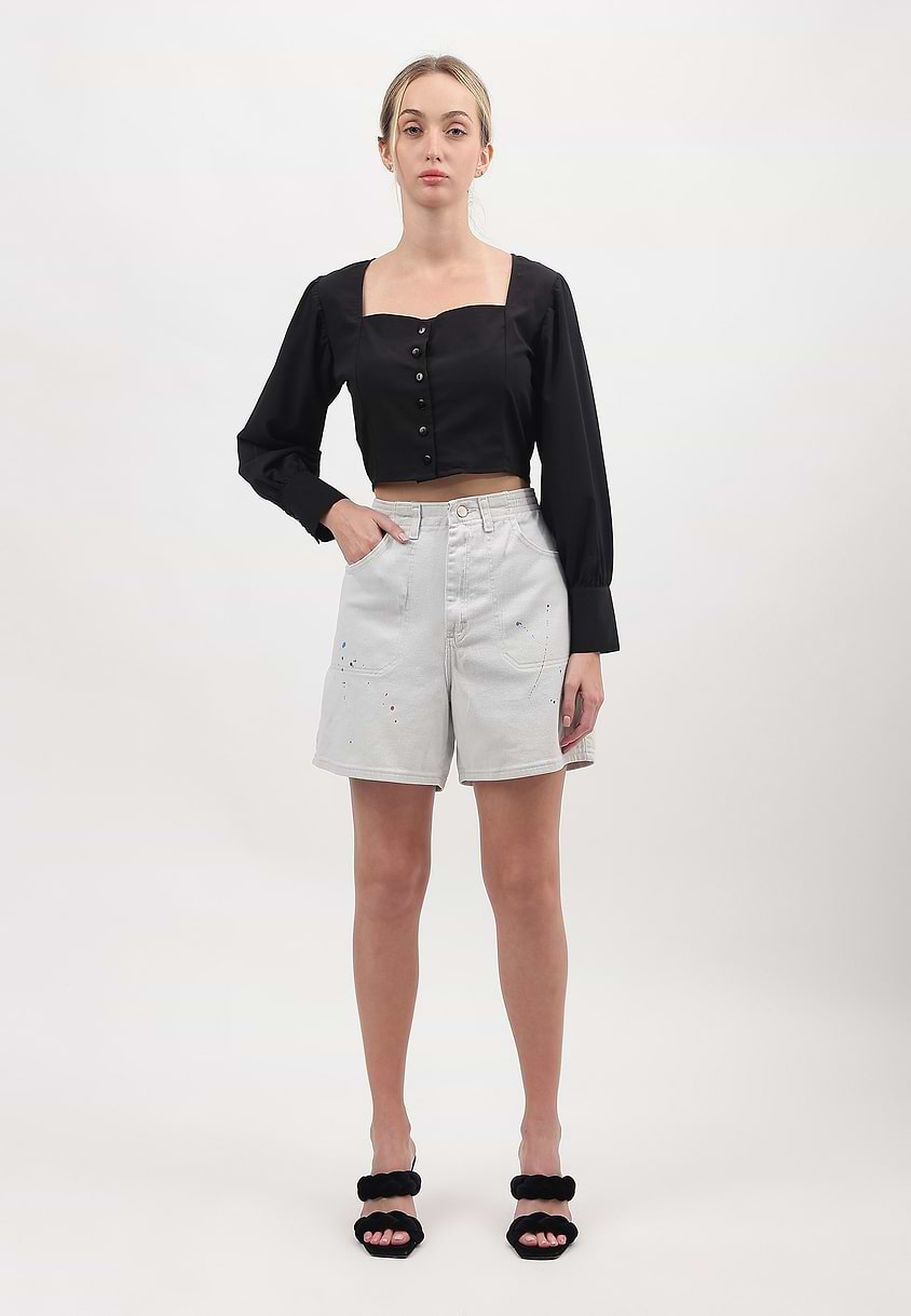 UnExcess Pledge | White High Rise Bermuda Shorts