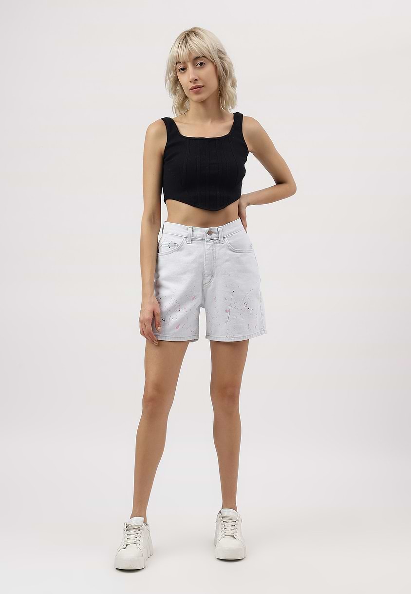 UnExcess Pledge | White High Rise Mom Fit Shorts