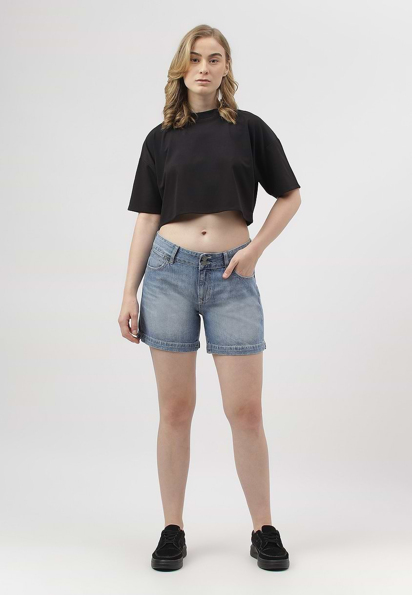 UnExcess Pledge | Mid Indigo Mid Rise Straight Shorts