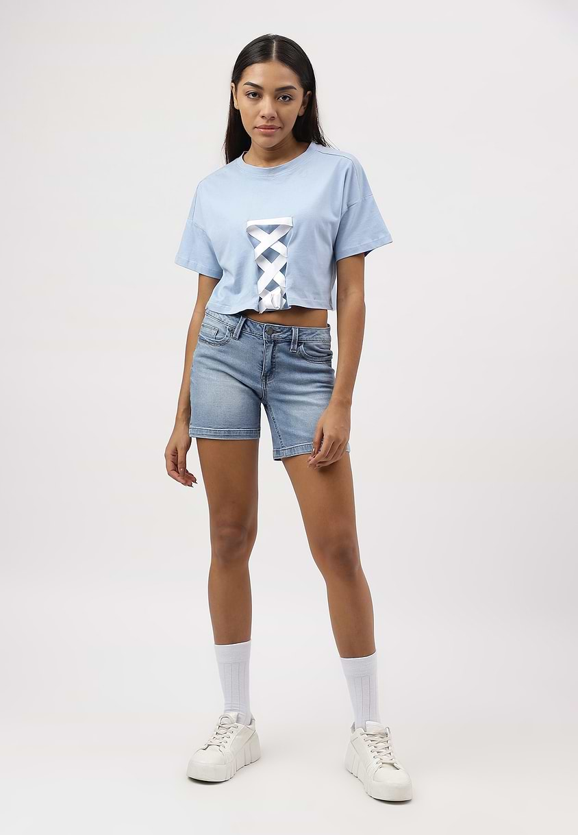 UnExcess Pledge | Mid Indigo Low Rise Straight Shorts