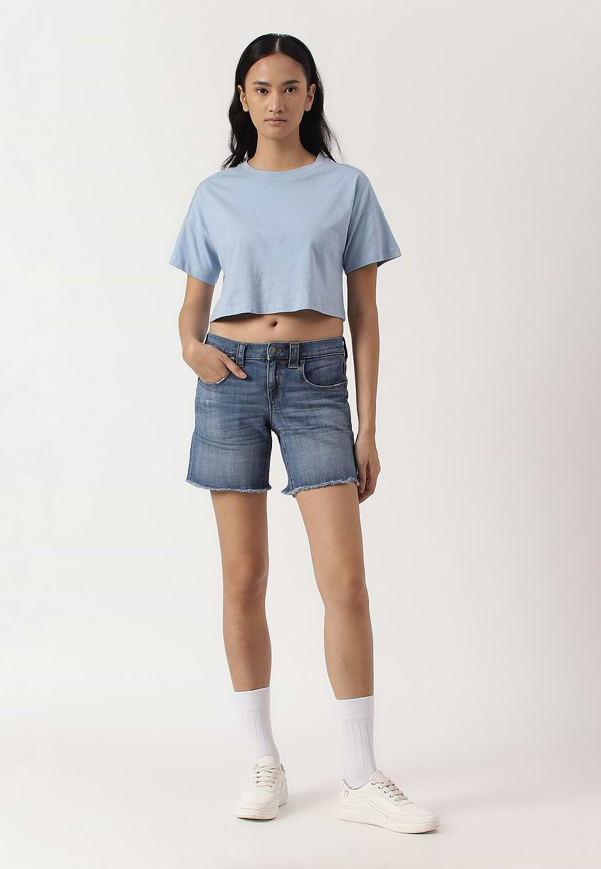 UnWaste Pledge | Dark Indigo Low Rise Straight Shorts