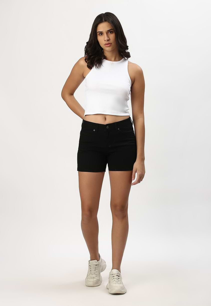 UnExcess Pledge | Black Mid Rise Straight Shorts