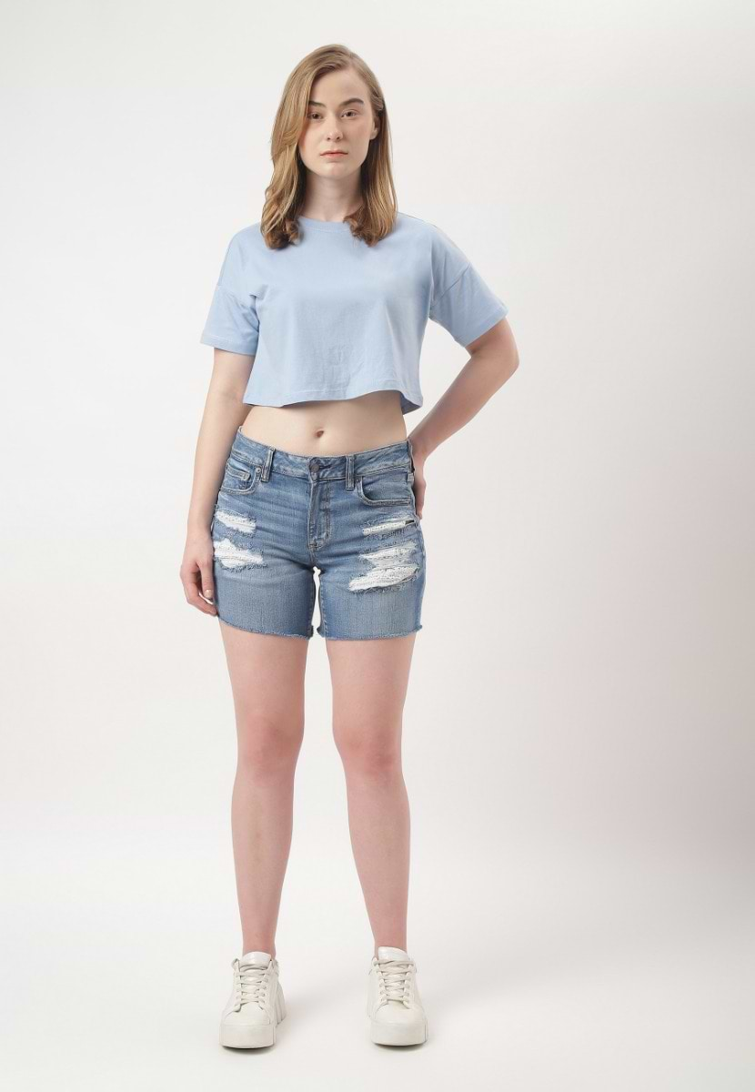 UnExcess Pledge | Mid Indigo Mid Rise Straight Shorts