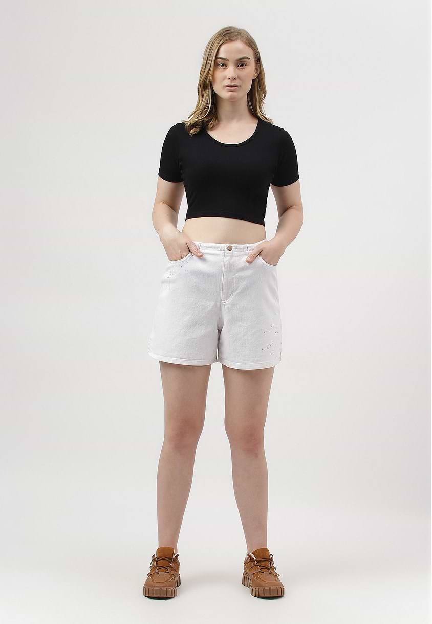 UnExcess Pledge | White High Rise Straight Shorts