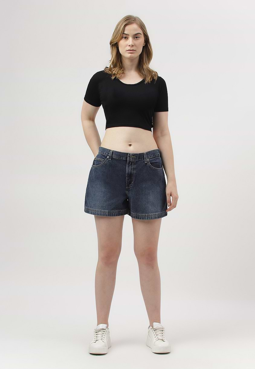 UnWaste Pledge | Dark Indigo High Rise Straight Shorts