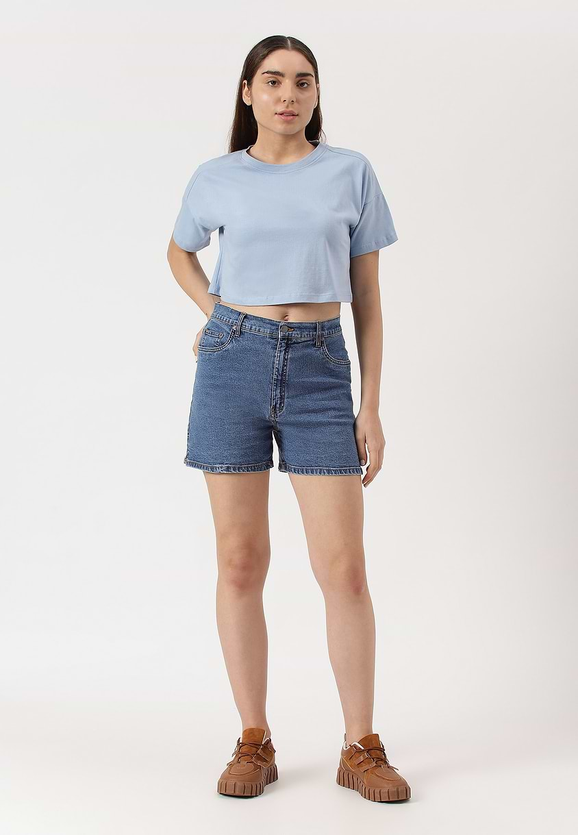 UnWaste Pledge | Dark Indigo High Rise Straight Shorts