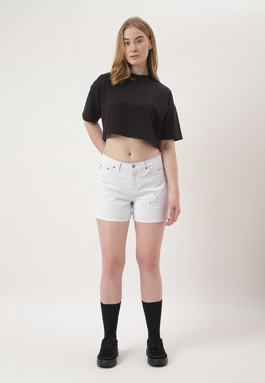 UnExcess Pledge | White Mid Rise Straight Shorts