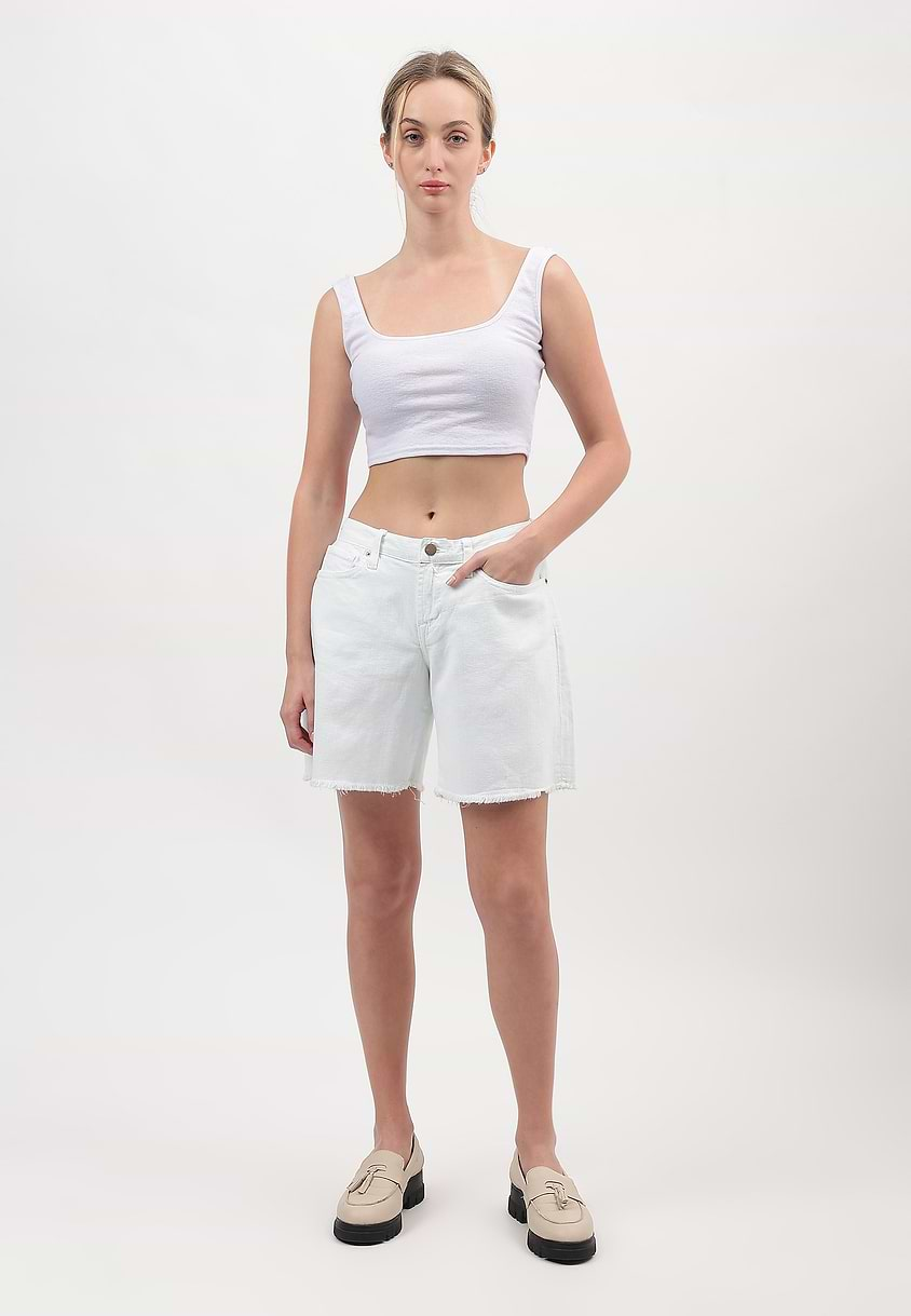 UnExcess Pledge | White Mid Rise Straight Shorts