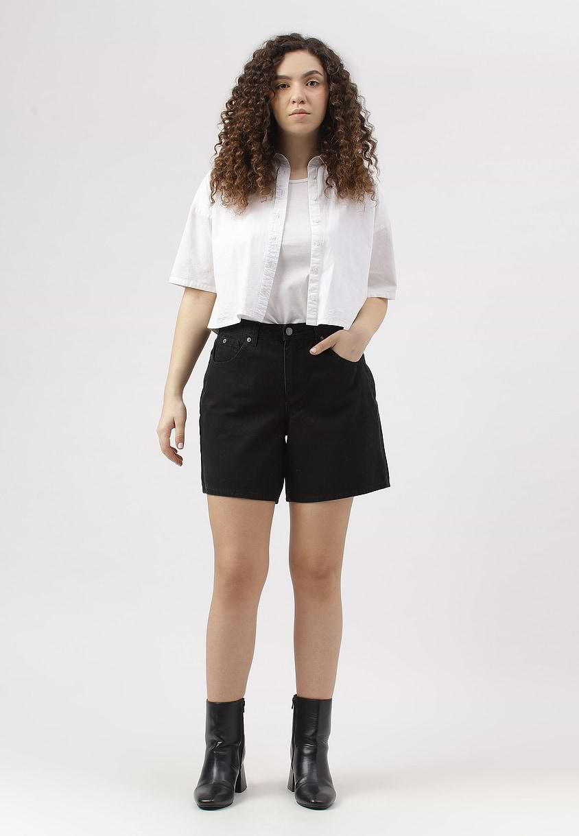 UnExcess Pledge | Black High Rise Straight Shorts