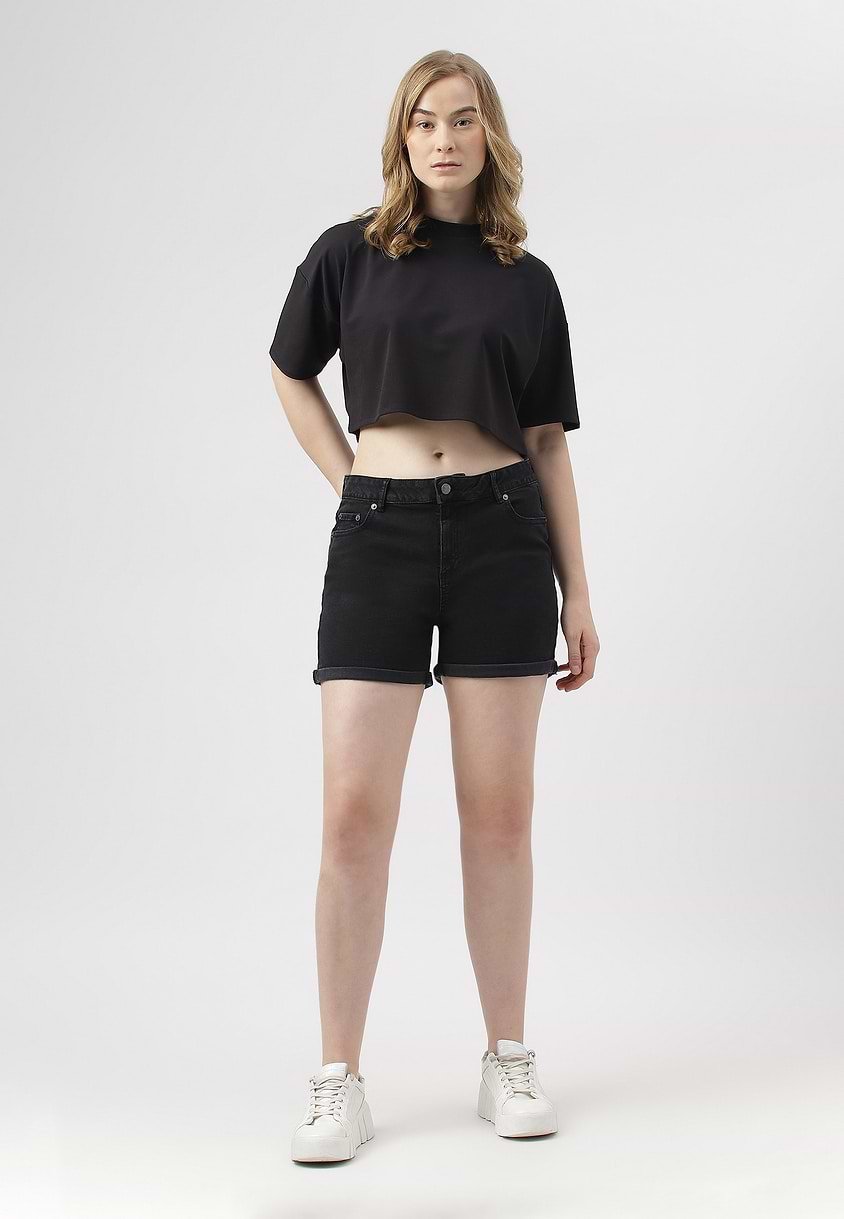 UnExcess Pledge | Black High Rise Straight Shorts