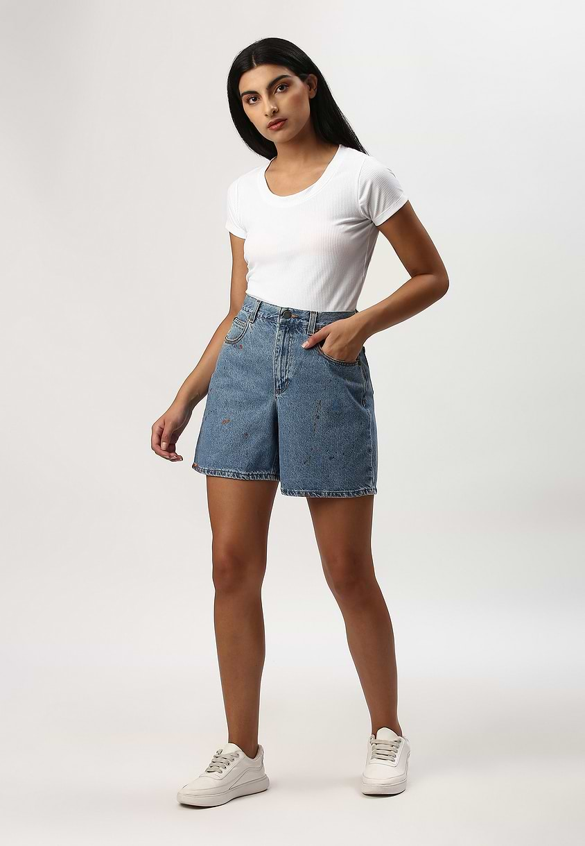 UnWaste Pledge | Dark Indigo High Rise Mom Fit Shorts