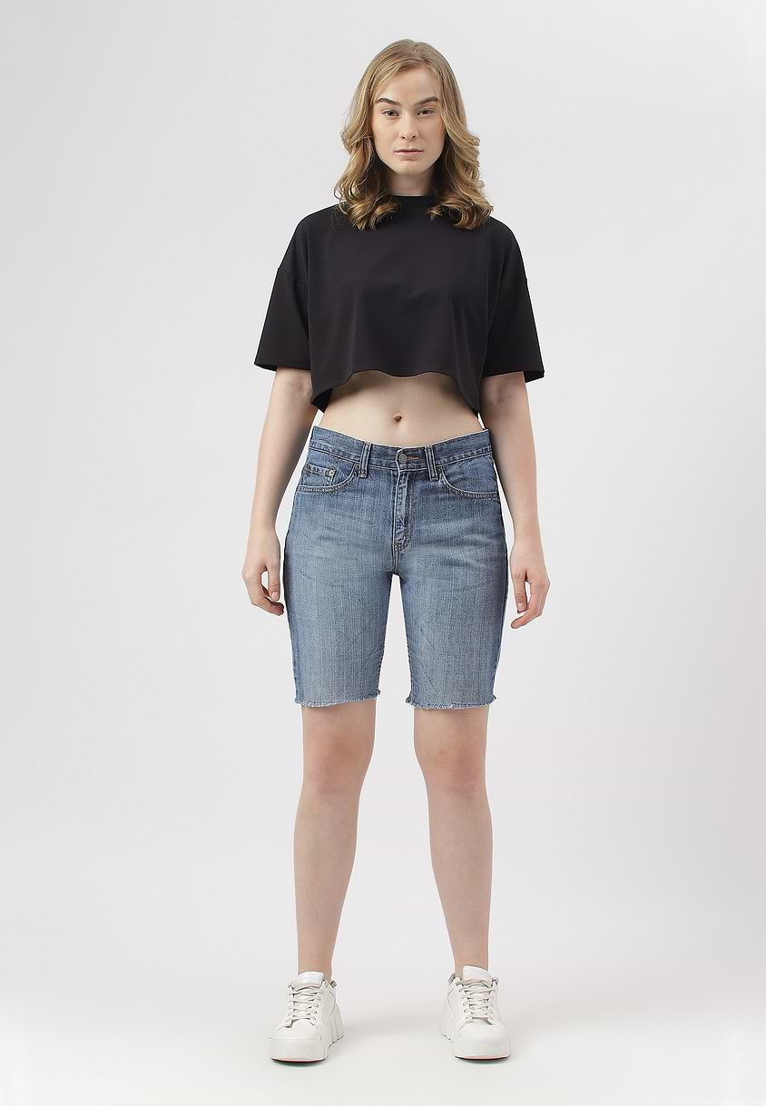 UnExcess Pledge | Mid Indigo High Rise Straight Shorts