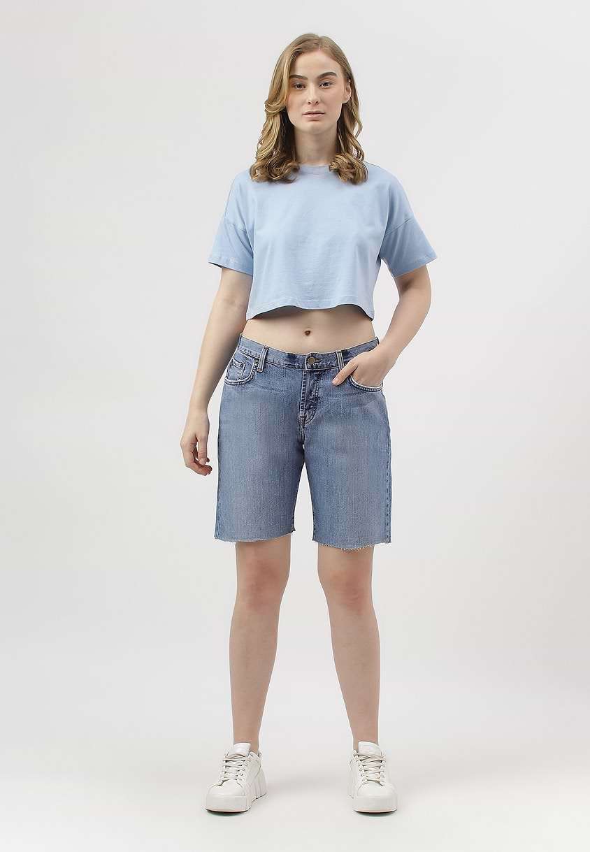 UnExcess Pledge | Mid Indigo High Rise Straight Shorts