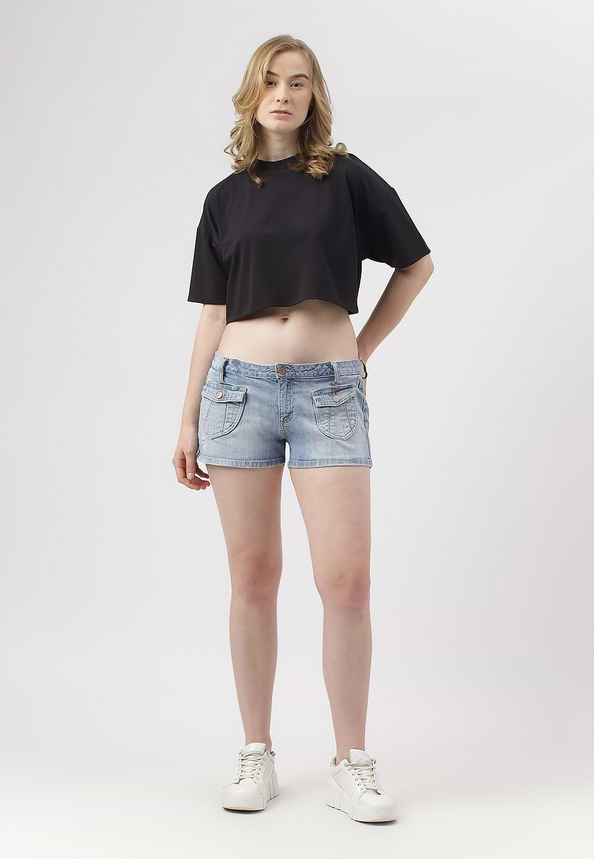 UnExcess Pledge | Light Indigo Mid Rise Straight Shorts