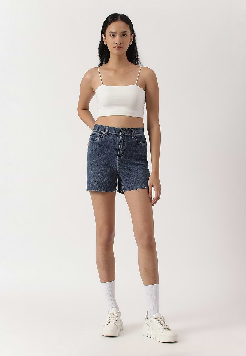 UnWaste Pledge | Dark Indigo High Rise Straight Shorts